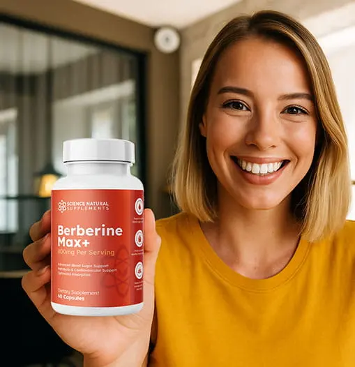 Berberine Max women holding one bottle